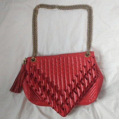 Lara Bohinc Studded Chain Handbag Purse Leather in Red USED Good Condition