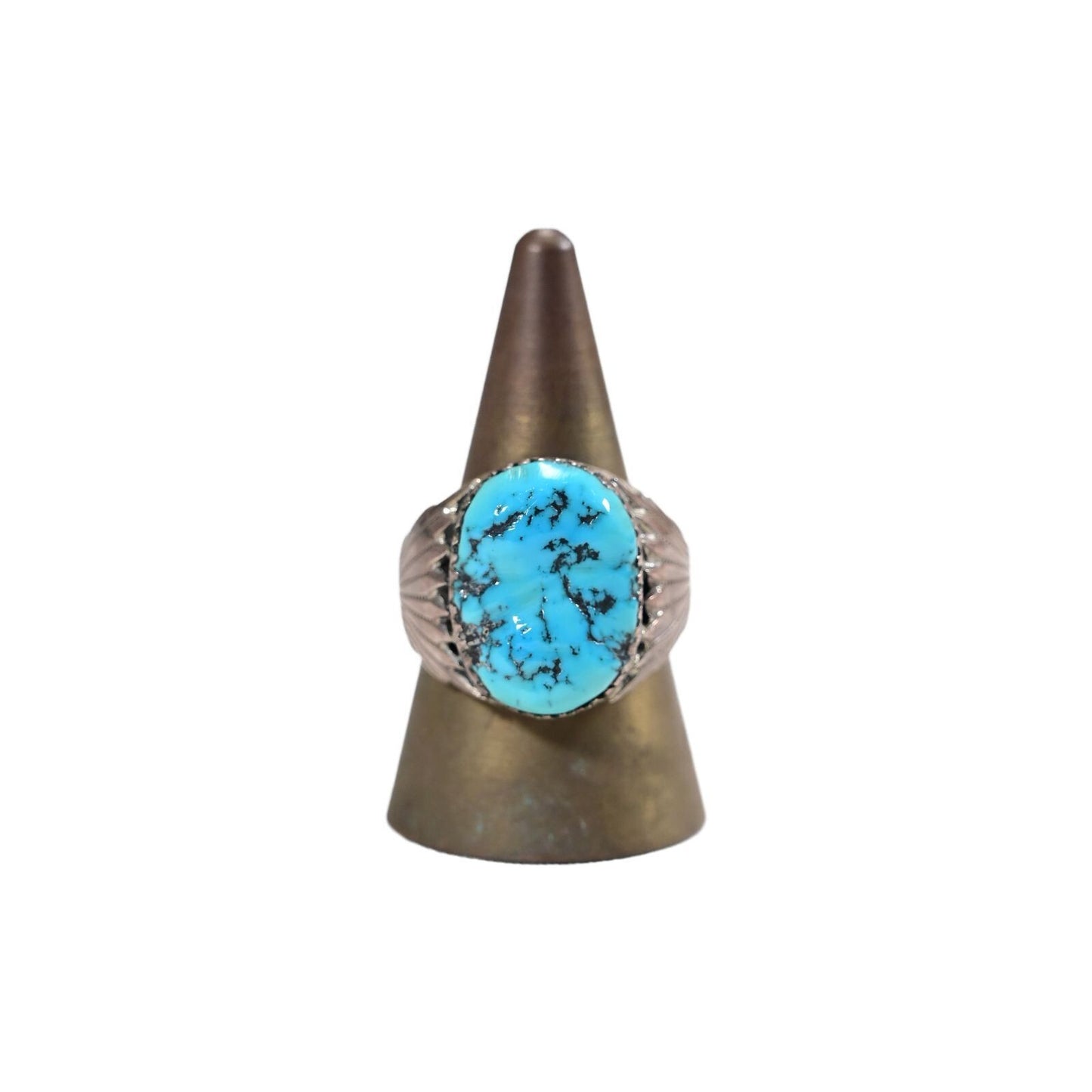 Robert & Bernice Leekya Zuni Sterling Silver Turquoise Ring Size 8