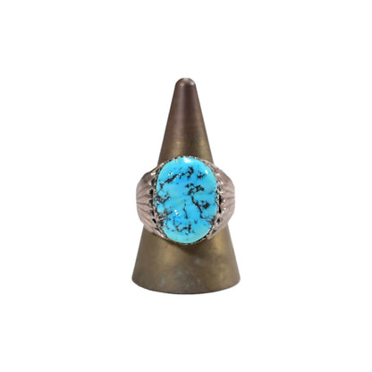 Robert & Bernice Leekya Zuni Sterling Silver Turquoise Ring Size 8