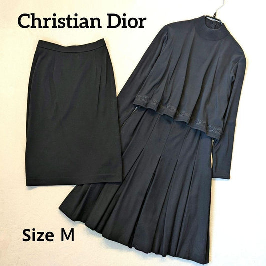 Christian Dior Vintage Black Set Up Top Culottes Skirt Size M Stylish Outfit
