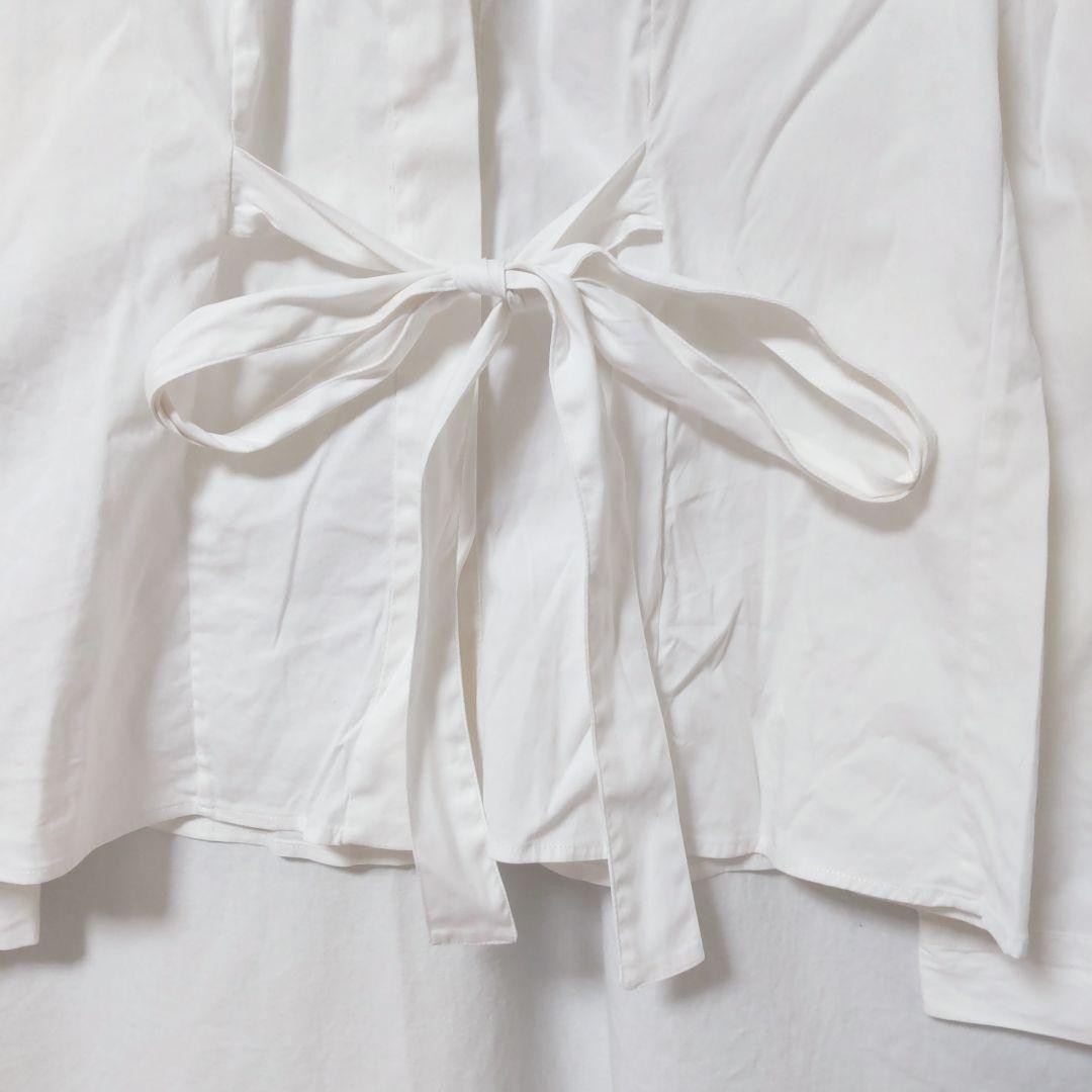 USED PRADA LONG-SLEEVED FRILL BLOUSE WITH BACK RIBBON GOOD