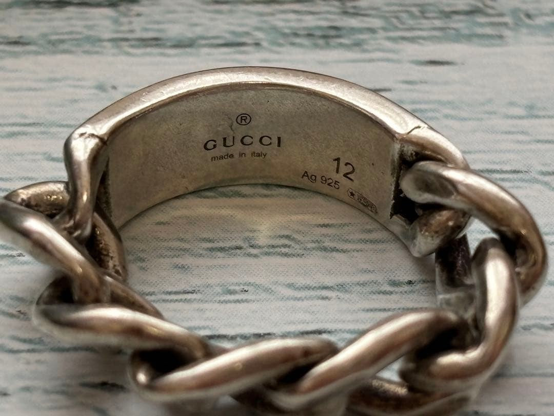 Gucci Gourmet Chain Ring, Turquoise Blue 925 Sterling Silver