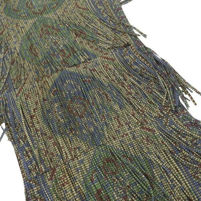 Pleats Please Issey Miyake Dress Tiered Fringe Pleated Size 3 Multi-Pattern