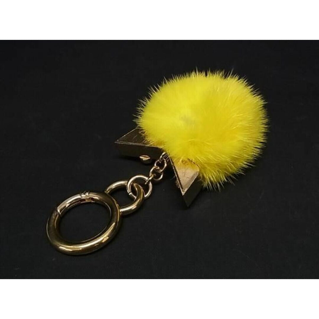 Auth FENDI Bag Bugs Monster Fur Yellow Bag Charm Keychain Key Ring Ladies Men's
