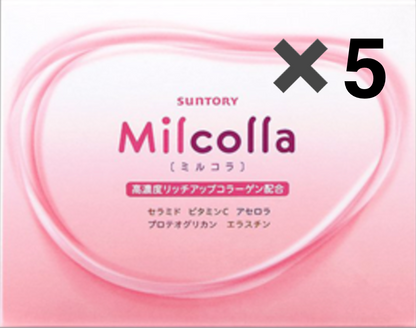 Suntory Milcolla Collagen Powder 30 Sticks x5 Set Milk Ceramide Vitamin C Japan