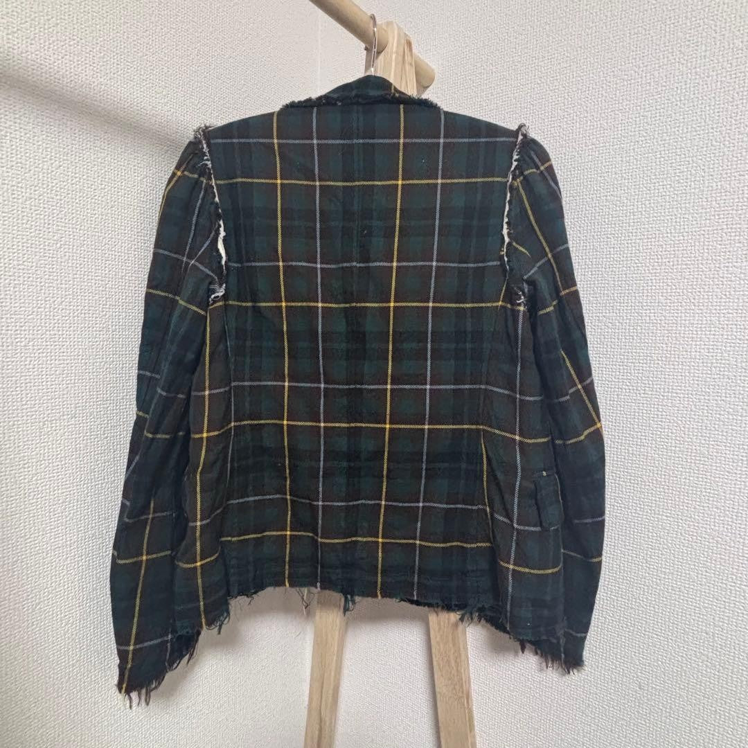 COMME des GARCONS tricot Dark Green Plaid Tailored Jacket Fringe Detail #FA BGA