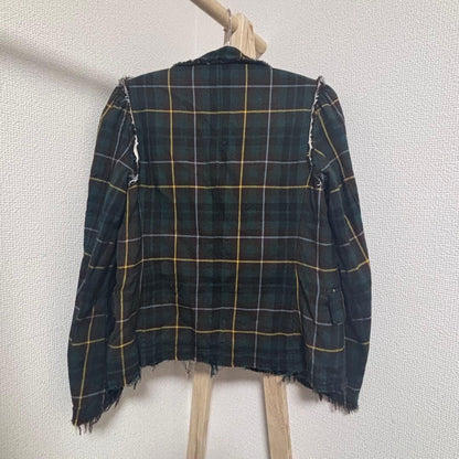 COMME des GARCONS tricot Dark Green Plaid Tailored Jacket Fringe Detail #FA BGA