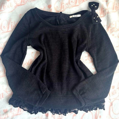 Tralala Woman FreeSize Lizlisa Black Ribbon Tops Back Cachecoeur Stylish Clothin