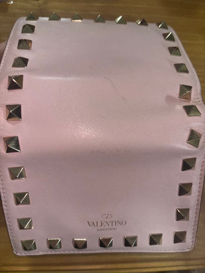 Valentino Pink Leather Studded Bifold Wallet