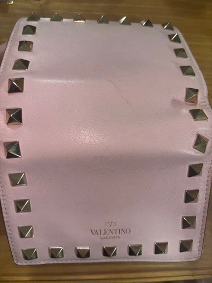 Valentino Pink Leather Studded Bifold Wallet