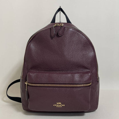 Coach Leather Backpack Purple Authentic Women's Rucksack Bag