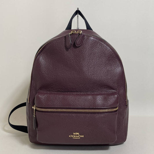 Coach Leather Backpack Purple Authentic Women's Rucksack Bag