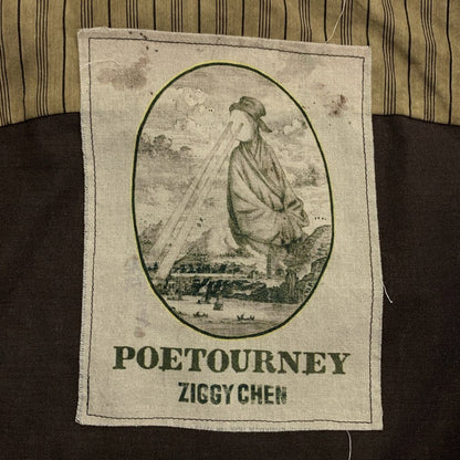 Ziggy Chen 2023SS COLLAGE SHEET Patchwork Over Shirt 44 Dark Brown Used KLDR-0