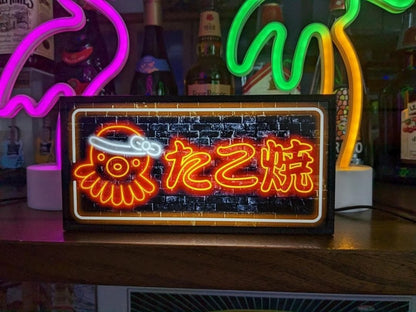 Takoyaki food Japanese Vintage LED Plastic Signboard at home 20 ×10×5㎝