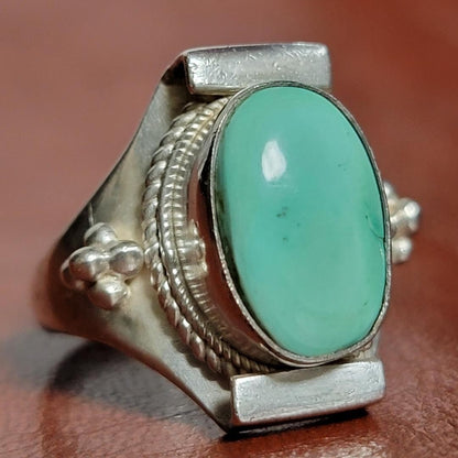 Vintage silver ring, turquoise, sterling silver (925), antique. US Size 8.5