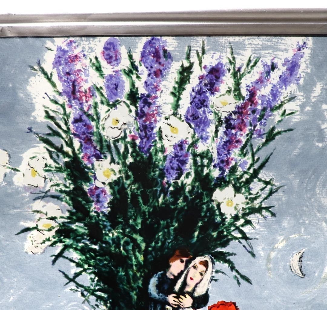 Marc Chagall Vintage Stained Glass Boston Village Bride and Groom