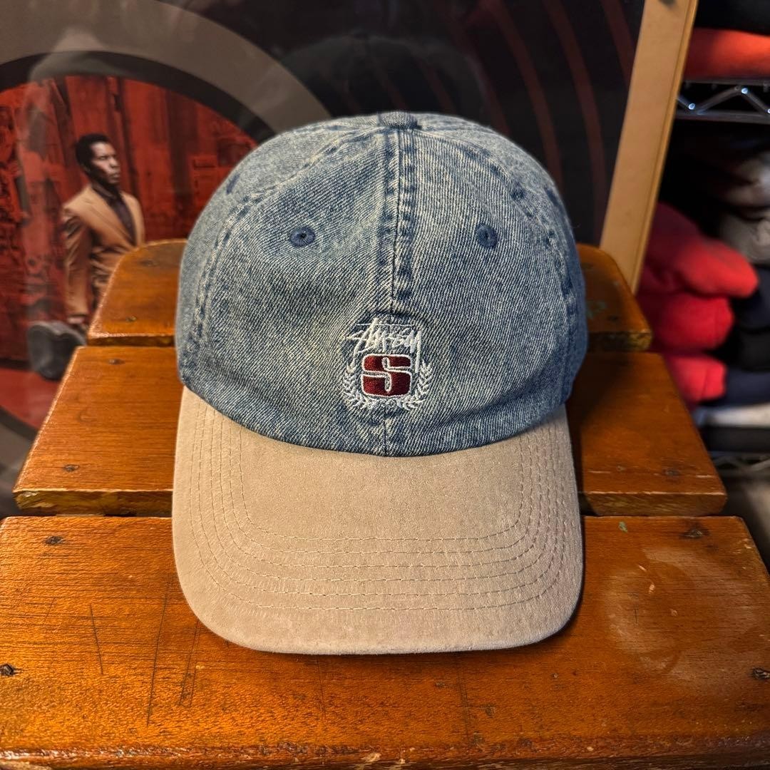 00s Street STUSSY Denim Cap with Visor, Embroidered Logo, Indigo