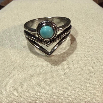 Turquoise ring for men, silver-tone, 10.5 street style.
