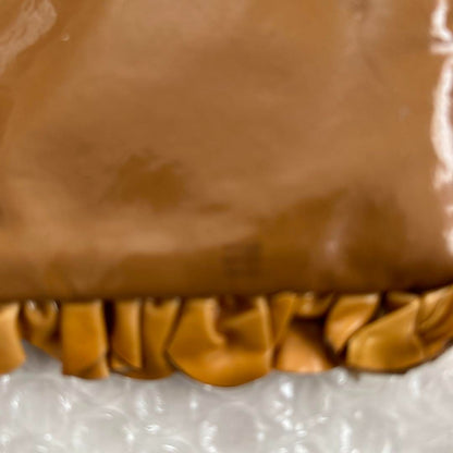 Miu Miu, Pouch, ruffled, enamel, brown, zipper gold, from Japan