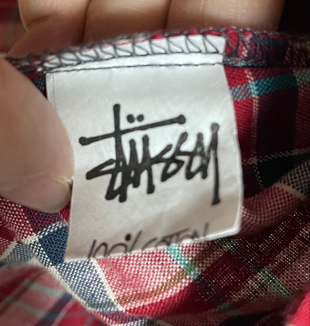 Stussy 1990'S Old Check Shirt Embroidery Navy Tag L Men's Tops, T-Shirts, Popul