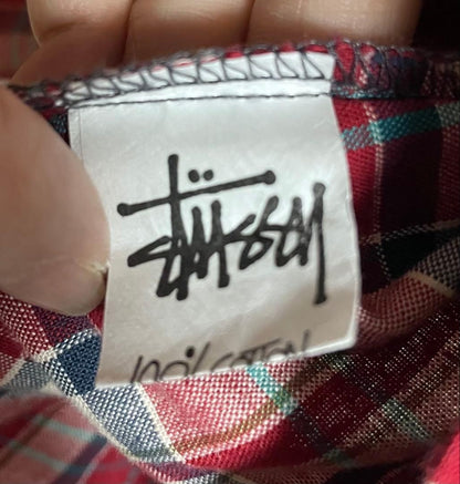 Stussy 1990'S Old Check Shirt Embroidery Navy Tag L Men's Tops, T-Shirts, Popul