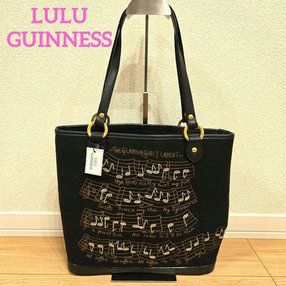 Rare Lulu Guinness Music Score Design Tote Bag (Black)