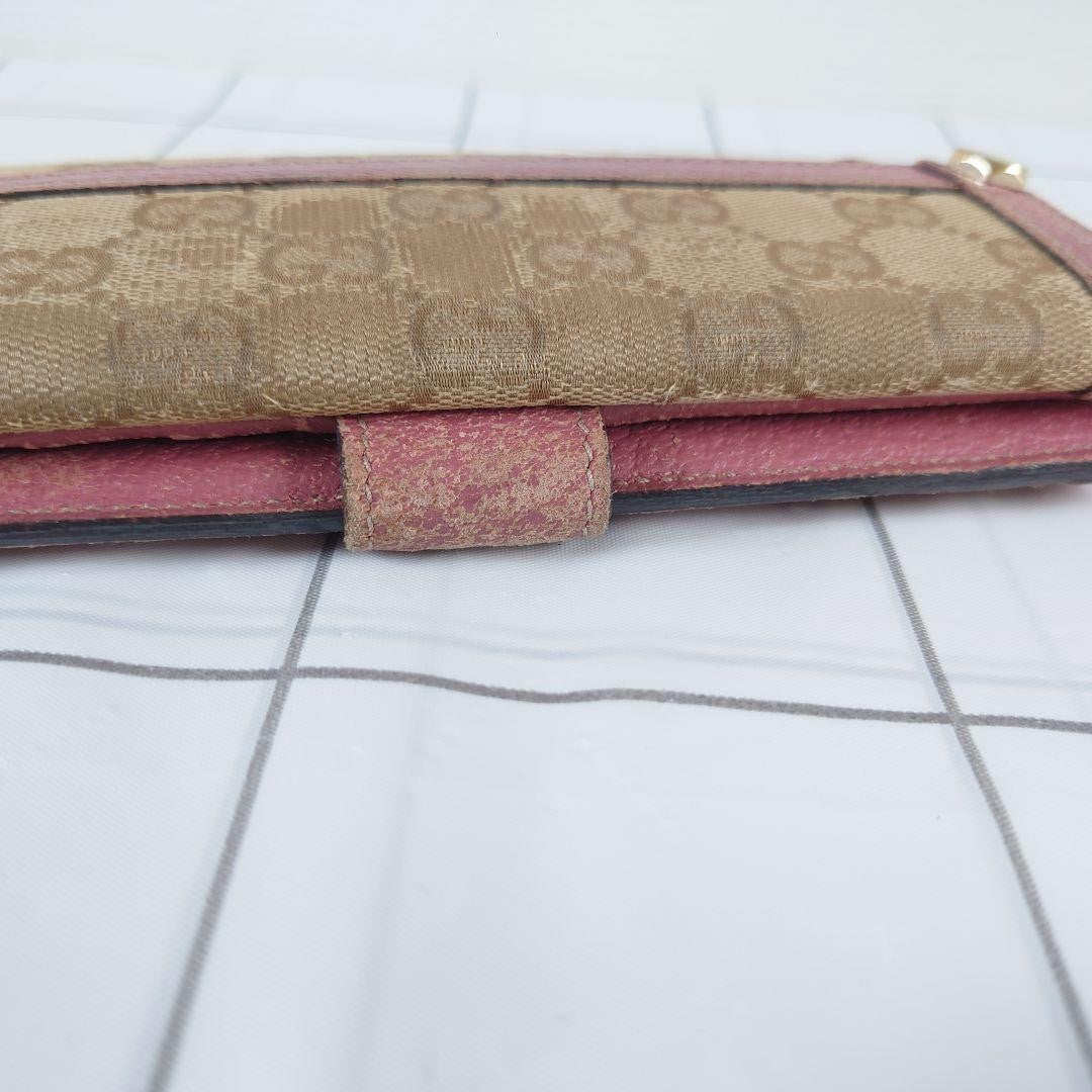 Gucci Gg Canvas Bifold Wallet Leather Beige/Pink