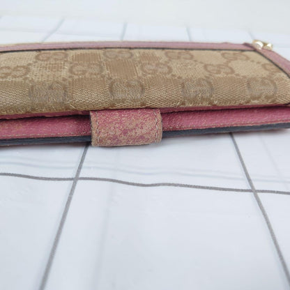 Gucci Gg Canvas Bifold Wallet Leather Beige/Pink