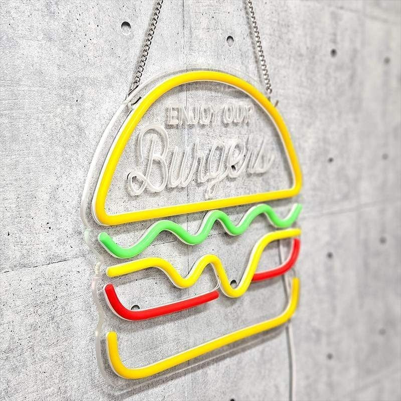 Hamburger LED Neon Light USB Hamburger Light with Dimming Function Neon Sign