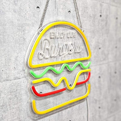Hamburger LED Neon Light USB Hamburger Light with Dimming Function Neon Sign
