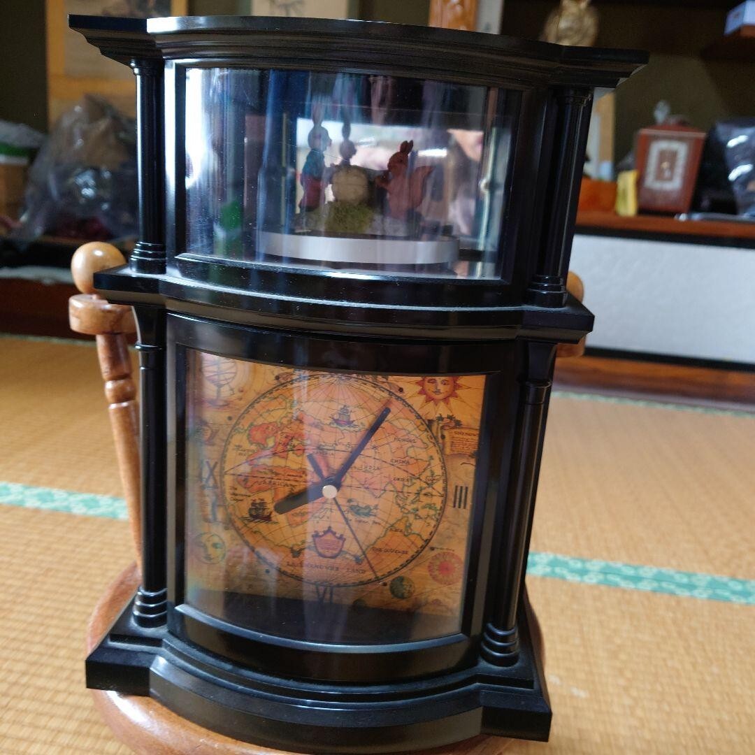 Key case / table clock [with music box / say yes] Showa retro antique.