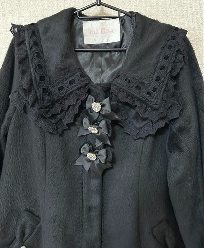 LIZ LISA Eco Fur Cord Ribbon Sailor Coat Black