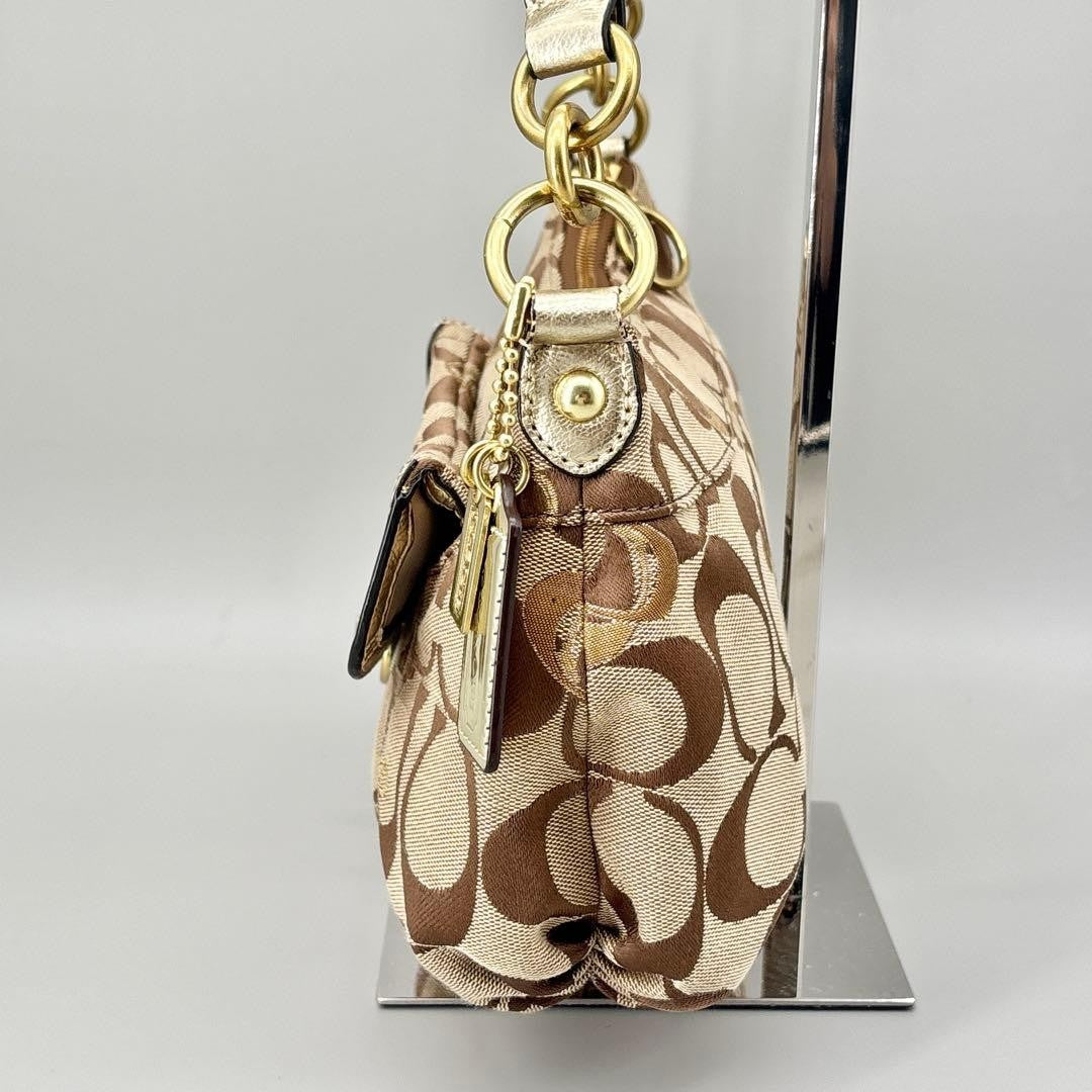 COACH Handbag Signature Turn Lock Brown Y2K Vintage Auth From Japan