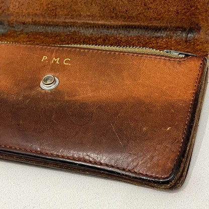 Phigvel Leather Trucker Wallet Brown Long Currency Clip Used