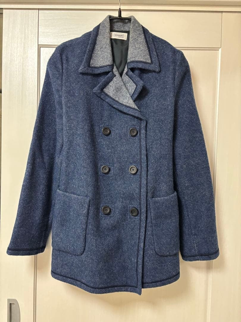 Missoni Women XL Navy Double Breasted Pea Coat 46 Luxury Unique Elegant Italian
