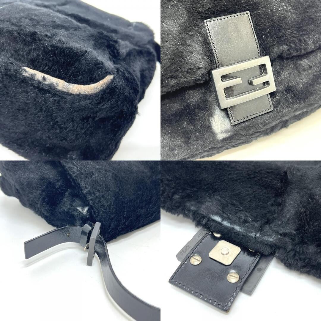 FENDI Mamma Baguette Shoulder Hand Bag Fur Leather Authentic Ml