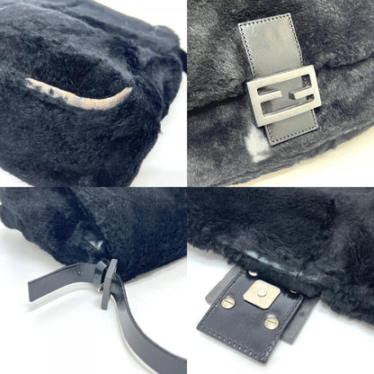 FENDI Mamma Baguette Shoulder Hand Bag Fur Leather Authentic Ml