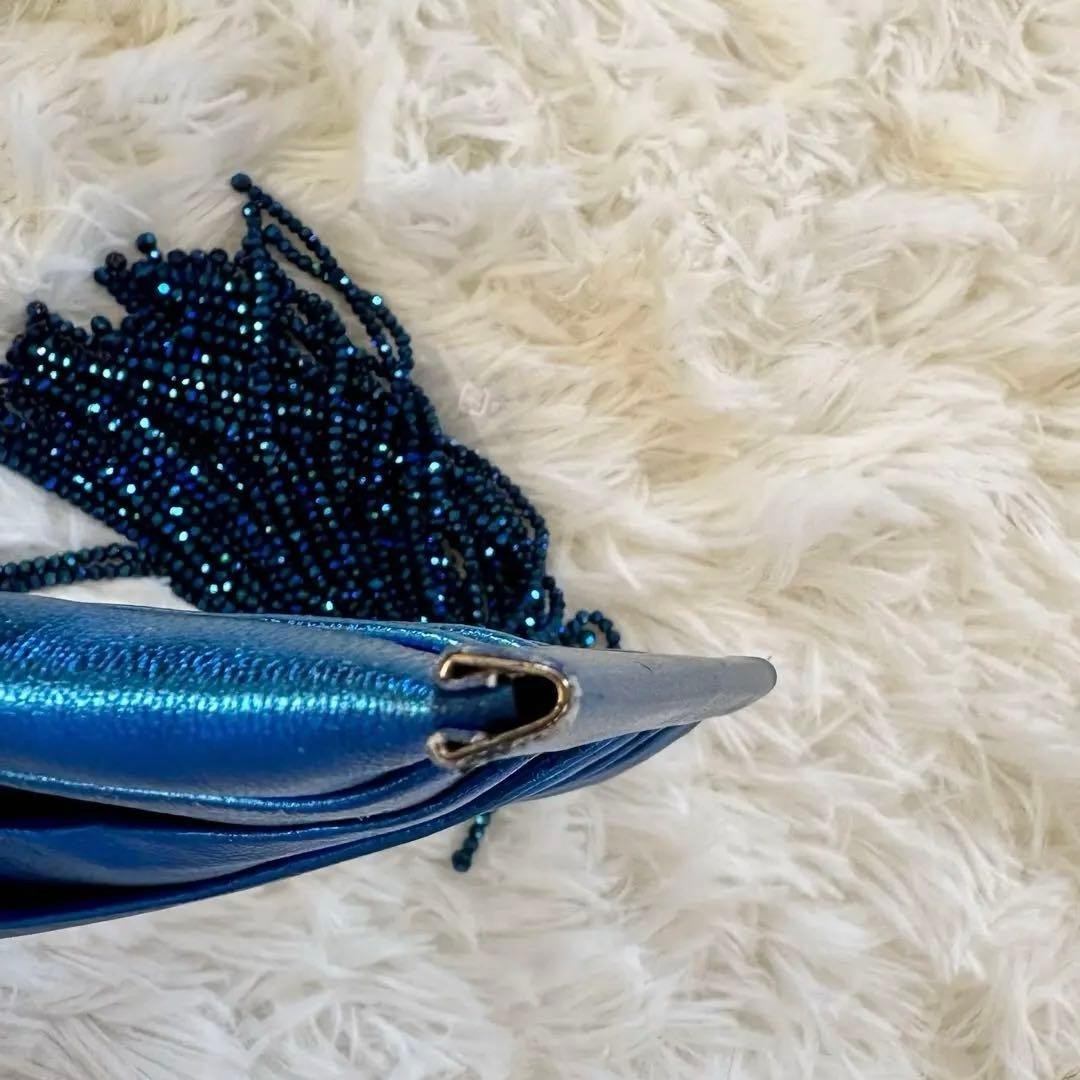 Anya Hindmarch Women Bag Hand Beads Sequin Clutch Metallic Blue Limited Edition