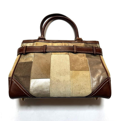 COACH Leather Patchwork Design Handbag Tote Bag F11218 Mosaic Hampton Suede