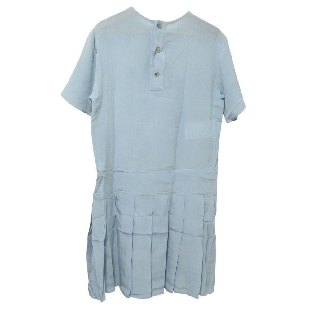 MIUMIU Used 100% silk short sleeve mini dress one piece 38 light blue womens br