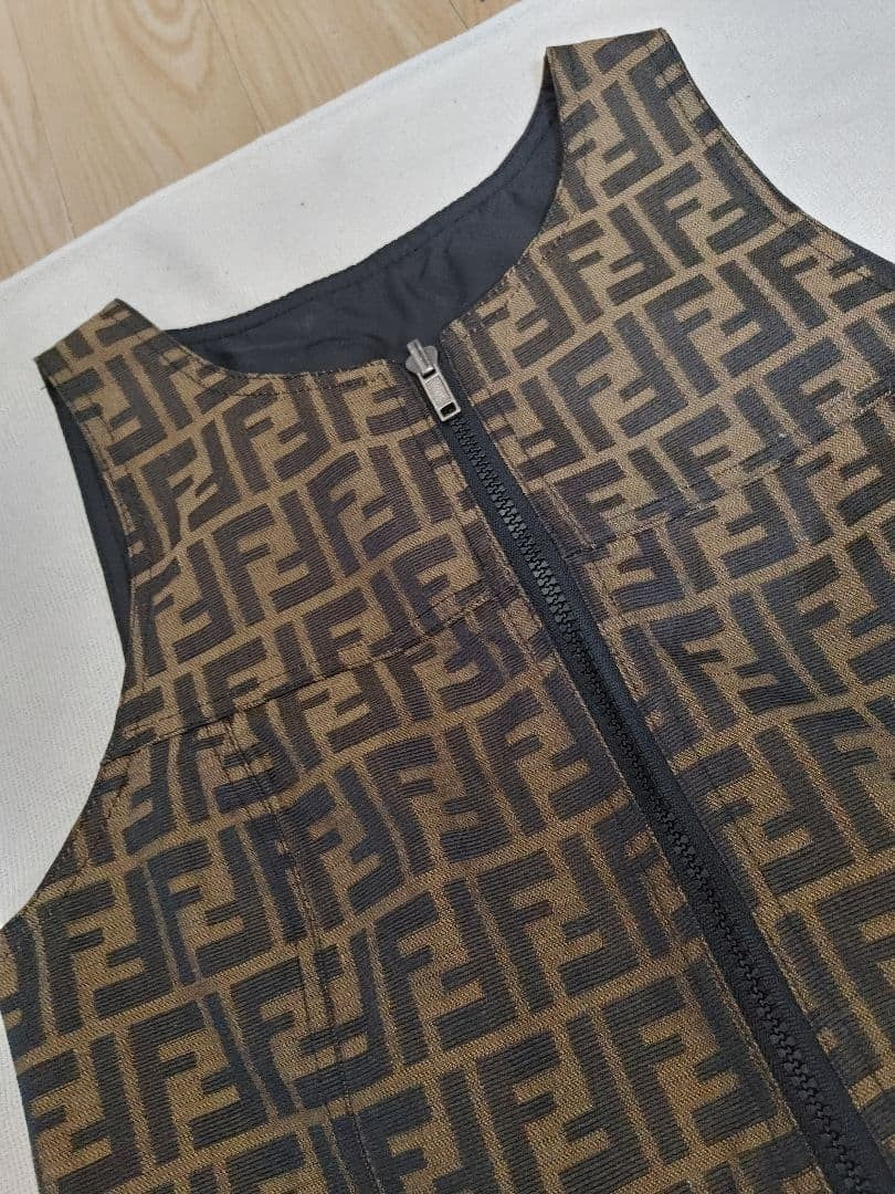 FENDI Zucca Pattern Reversible Dress Brown Black Free Size