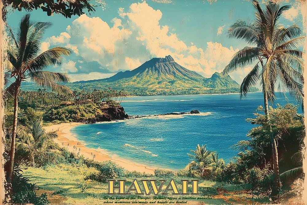 Diamond Head and Quiet Beach Hawaiian Art Interior Limited Edition