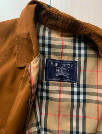 Burberrys Vintage Hunting Coat Men Size L Brown Nova Check Made in England EX