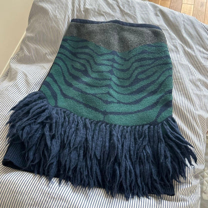 sacai fringe skirt green size 2