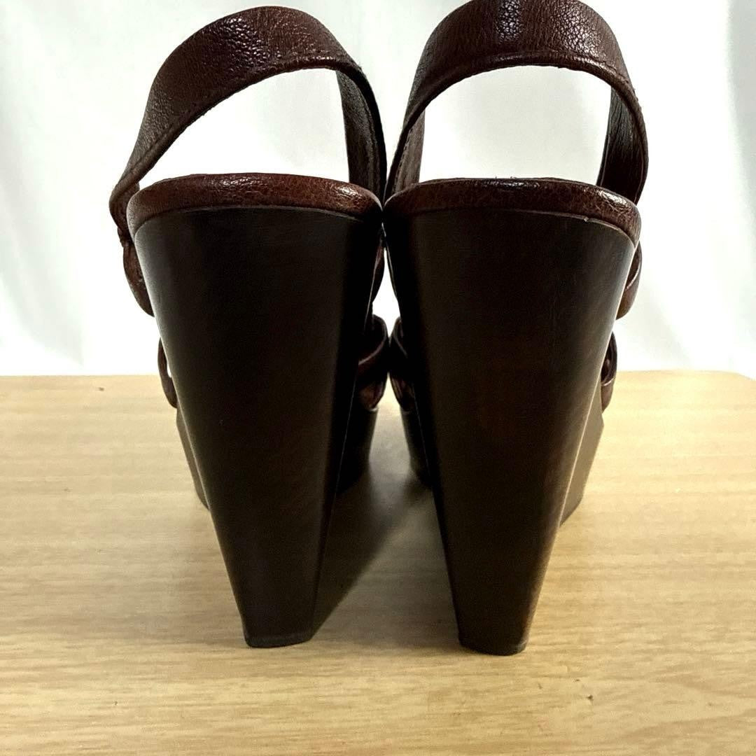 Rare Miu Miu Brown Leather Wedge Sandals 38.5 EU Beautiful Condition