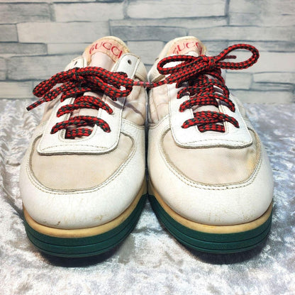 Rare GUCCI 23cm White Leather Sherry Line Low-Top Sneakers Vintage Italian Made