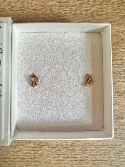 Disney TAKE-UP Princess Aurora Earrings Pink Gold K10 K18PG Asymmetrical Design