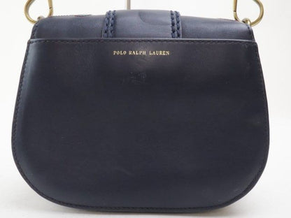 Polo Ralph Lauren Shoulder Bag Leather Navy Women Used