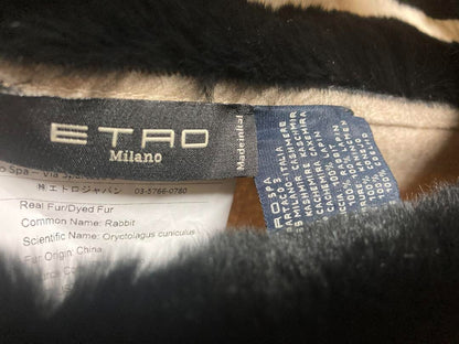 Etro 100% Cashmere Rabbit Fur All-Over Print Poncho Cape Coat Used