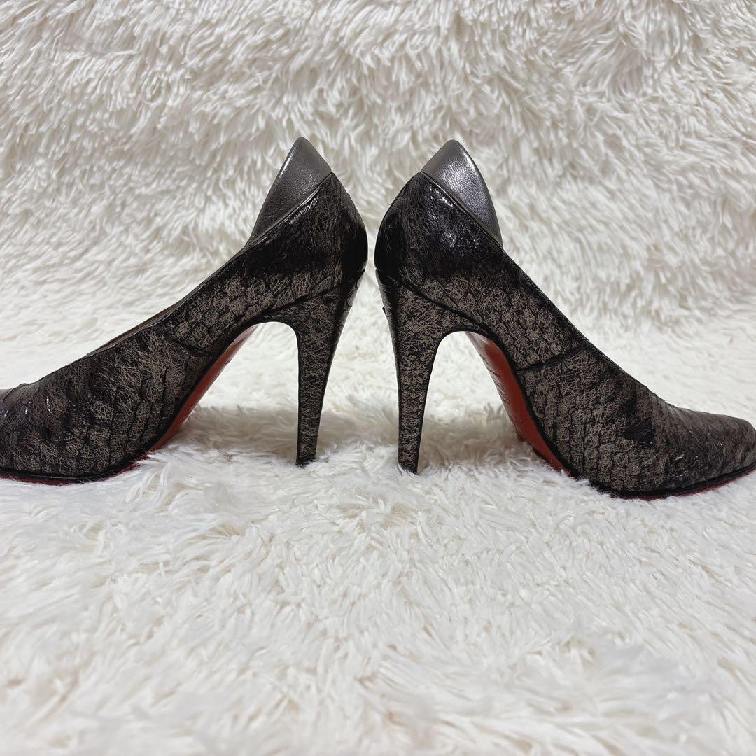 Rare Christian Louboutin Python Metallic Pumps Size 36 US 6 Red Sole Heels